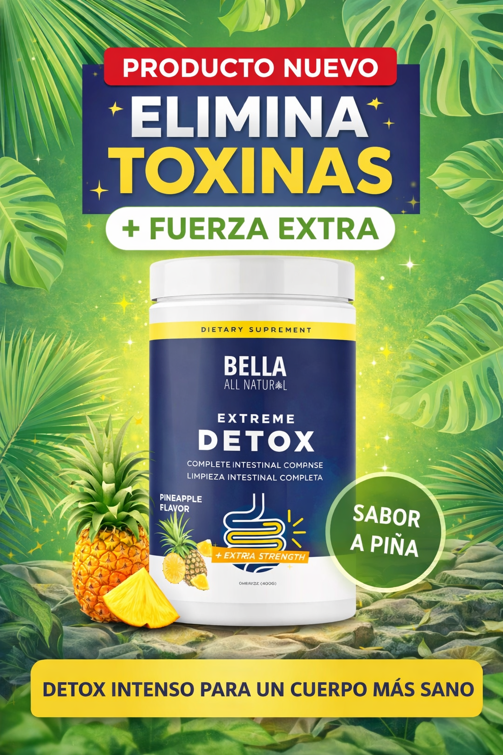 Bella Detox Piña – Limpieza Intestinal Completa | Detox Natural Extra Fuerte
